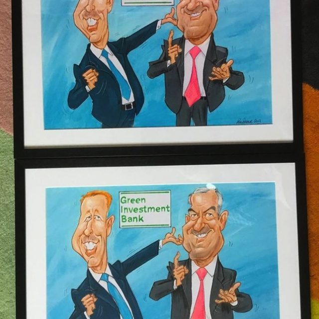 DOUBLE FRAMED COROPORATE CARICATURE