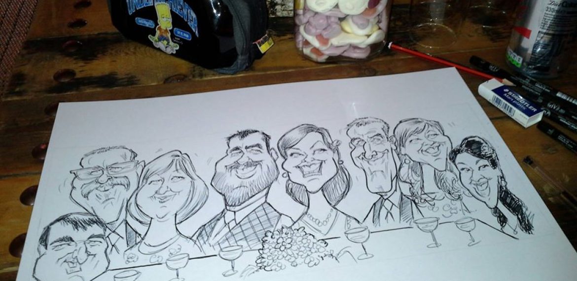 BLACK AND WHITE TOP TABLE CARICATURES